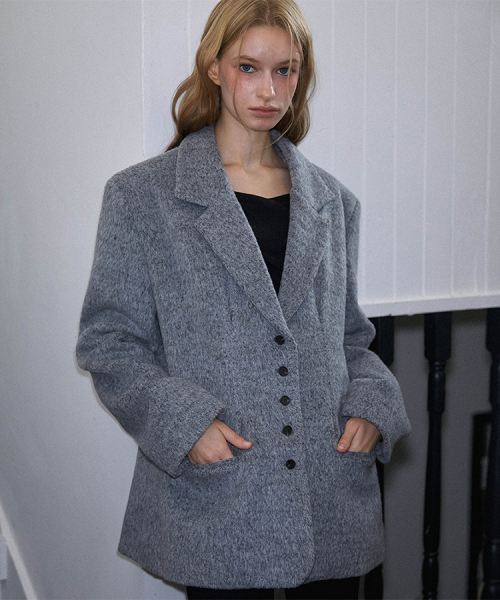 Wool Mix Half Jacket [Gray]