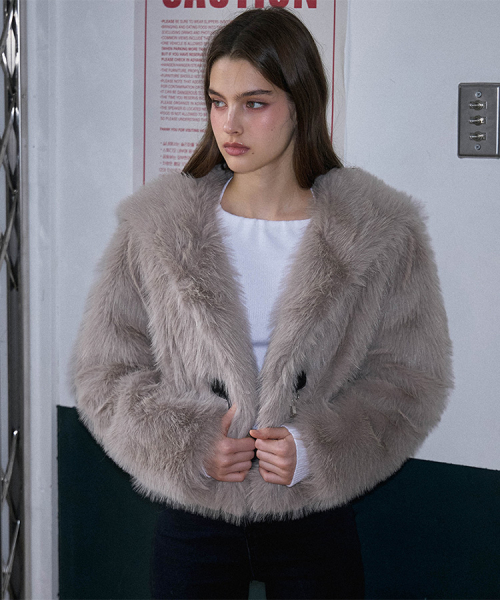 Rose Frantz ♥ Sailor Buckle Fur Jacket /追跡付 로제프란츠(ROSEFRANTZ) Sailor Buckle Fur Jacket [Mocha