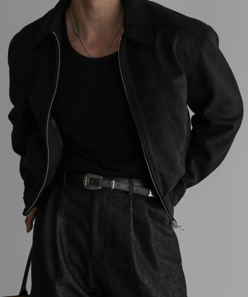 CROP SUEDE JACKET [BLACK]