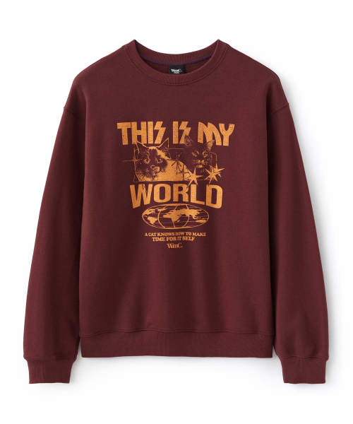 더블유엠씨() [WMC x HINA] 마이월드 블루캣 맨투맨_WINE 상품 이미지