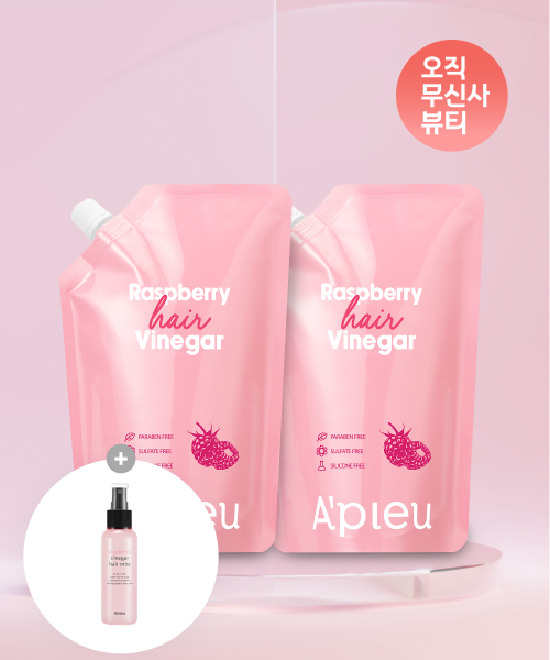어퓨() [2개] 라즈베리 헤어 식초(리필용) 400ml*2 (+라즈베리 헤어 미스트 증정) 상품 이미지