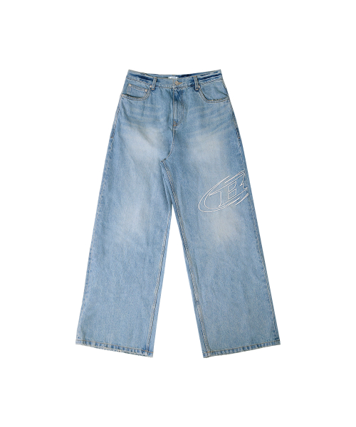 STROKE B WASHED WIDE DENIM брюки [LIGHT BLUE]