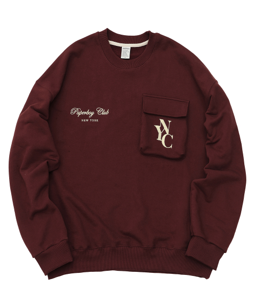 Свитшот NYC с карманом - Burgundy