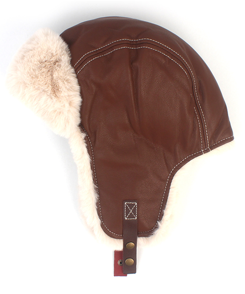 Soft Leather Brown Aviator Hat 에비에이터햇