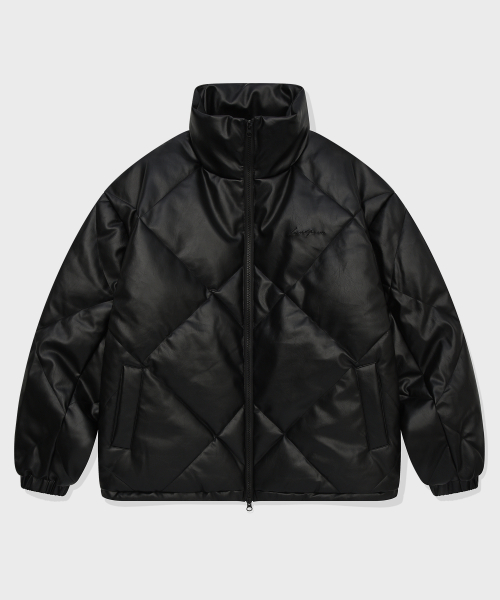 Кожаный стеганый пуховик SP, Black