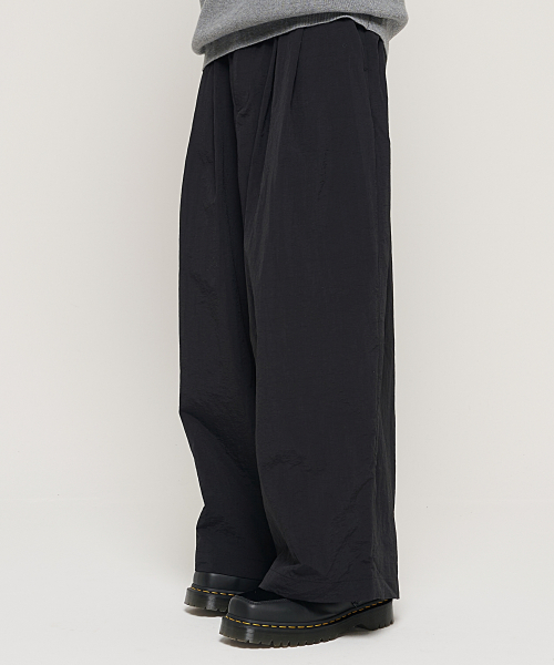 Широкие нейлоновые брюки на резинке (Black)
