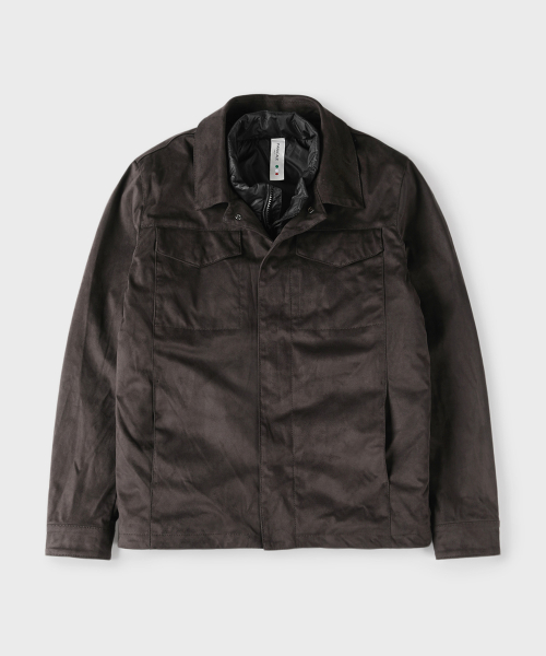 Замшевая куртка-тракер из PU в цвете dark brown
