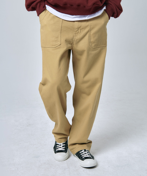 Хлопковые брюки regular fit (Beige)