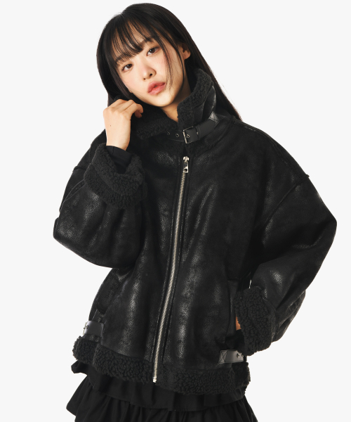 CRACK LEATHER FLEECE MUSTANG (чёрный)