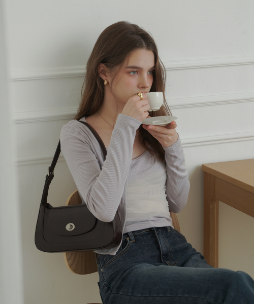 ◆OVHEE◆ Mignon Shoulder Bag_Dark Brown 오브히(OVHEE) 미뇽 숄더백 Mignon Shoulder Bag_Dark Brown