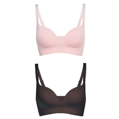SKINON WIRELESS COSY BRA [PINK, BROWN 2PC]