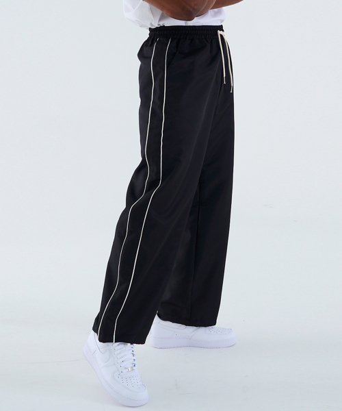 사이드 라인 스트링 팬츠 (블랙)