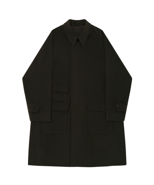 Wool comfort Raglan Coat (Dark Olive)