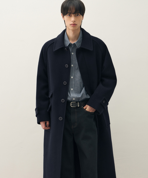 Шерстяное пальто бальмакаан Concise [NAVY]