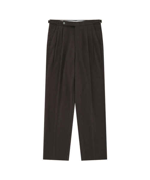 Wool Flannel adjust relaxed pants (Brown)