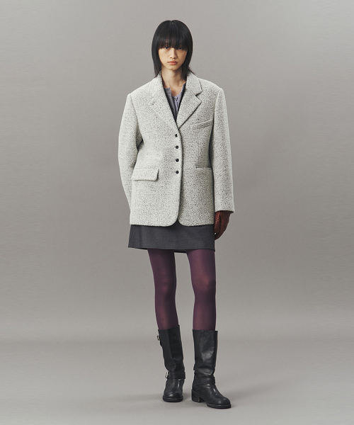 BOUCLE WOOL TAILORED JACKET_L GREY