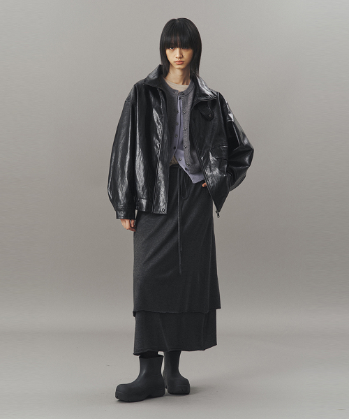 FAKE LEATHER QUILTED BLOUSON_BLACK