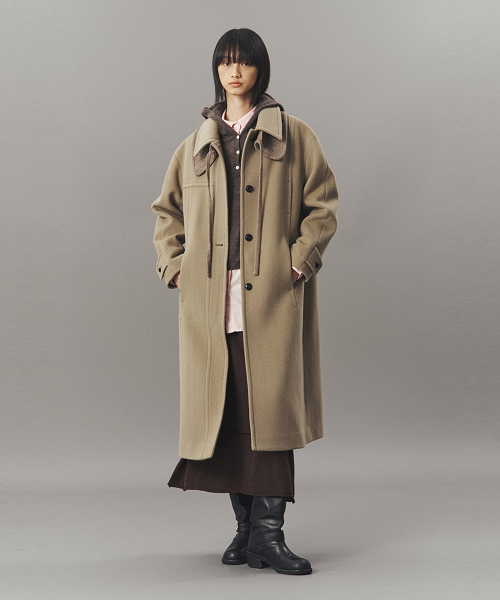 KNIT COLLAR BALMACAAN COAT_MOCHA