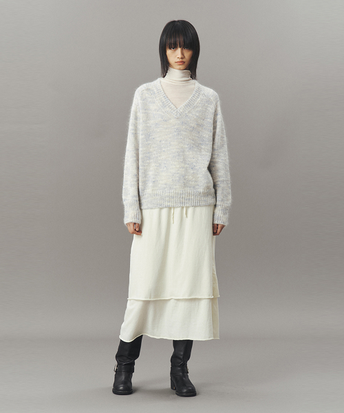 MOHAIR V-NECK SWEATER_BLUE