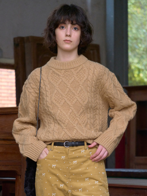 Bulky Wool Cable Knit Pullover VC2499PO908M_2color