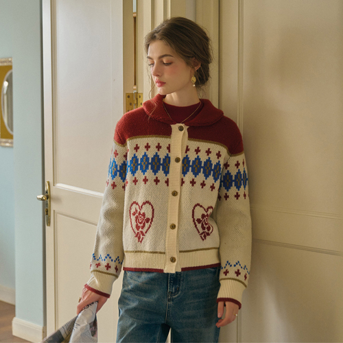 SR_Rose pattern casual cardigan