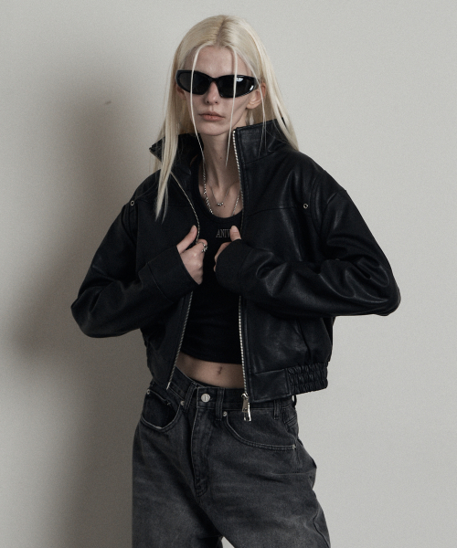 ECO LEATHER TWO WAY JACKET BLACK