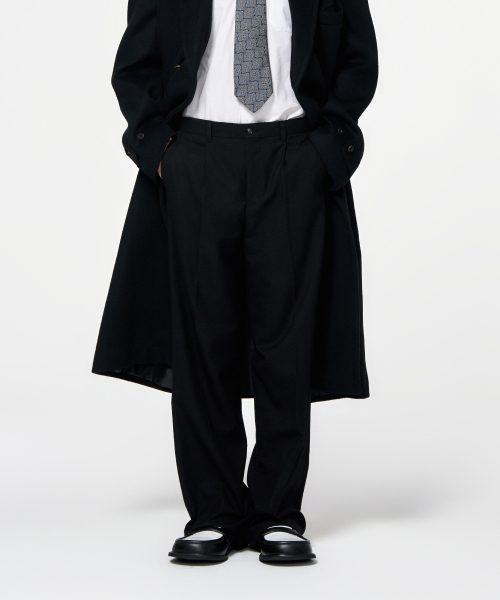ONETUCK WIDE FLAT TROUSERS_BLACK