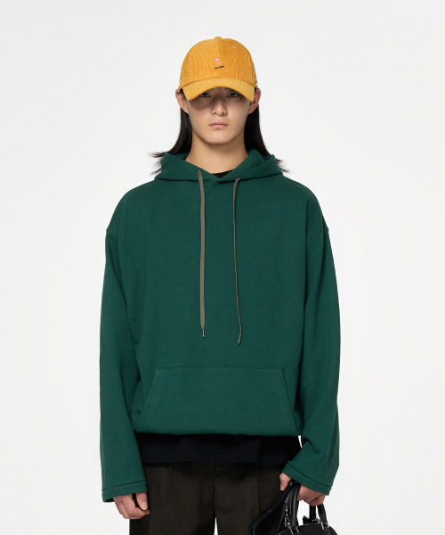 EMBROIDERY OVERSIZED LONG HOODY_GREEN