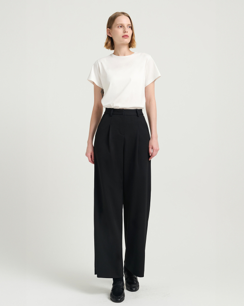 Сатиновые широкие брюки стрейч (FMPT1024F)_Black