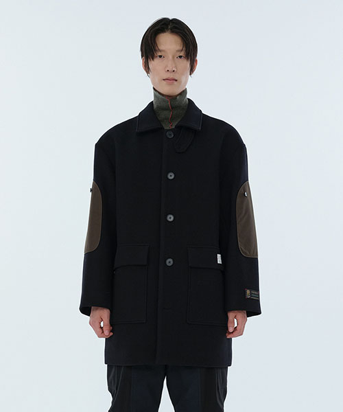 Sleeve Patch Cargo Worker Half Coat_RKCAW24609BKX