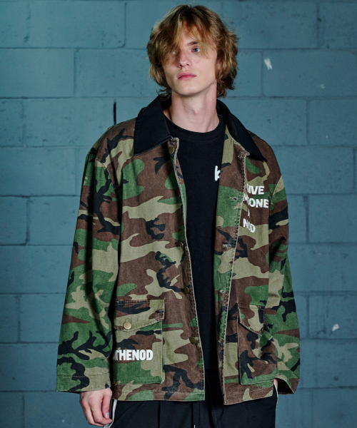 Leather Collar Vintage jacket (Camo)