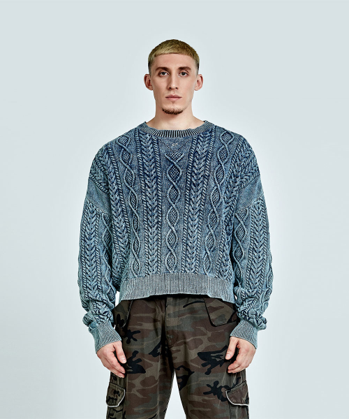 Twisted denim knit - Blue