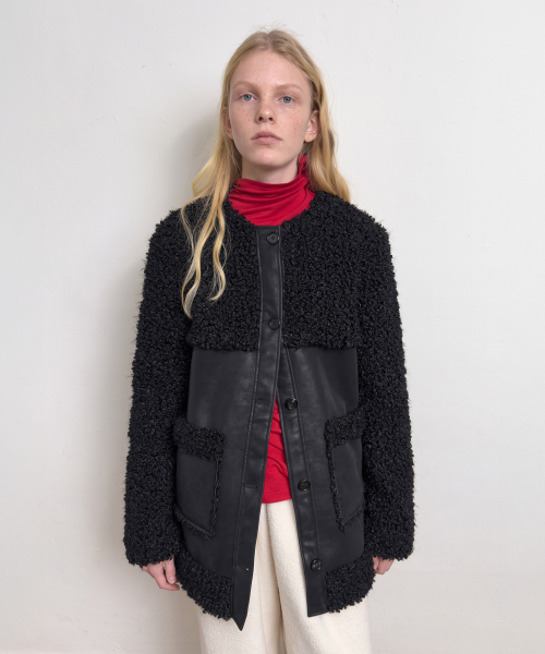 FUR SHEARLING COAT (black)
