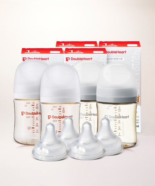더블하트() 모유실감 베이직/모먼트 160ml 트윈더블세트(젖병4+젖꼭지4) 3종 택1 상품 이미지