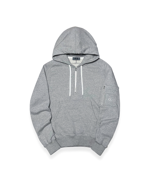 R-0020 COMBAT HALF ZIP-HOODIE(GRAY)