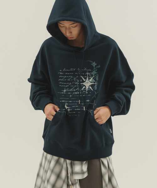 Худи с тату-принтом (Navy)