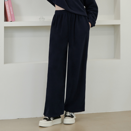 [SWP24076-02] Флисовые широкие брюки на завязках Deep Navy