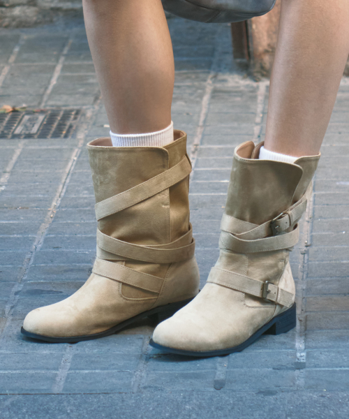 Round Toe Belted Mid Boots 412446007 (3cm/3colors)