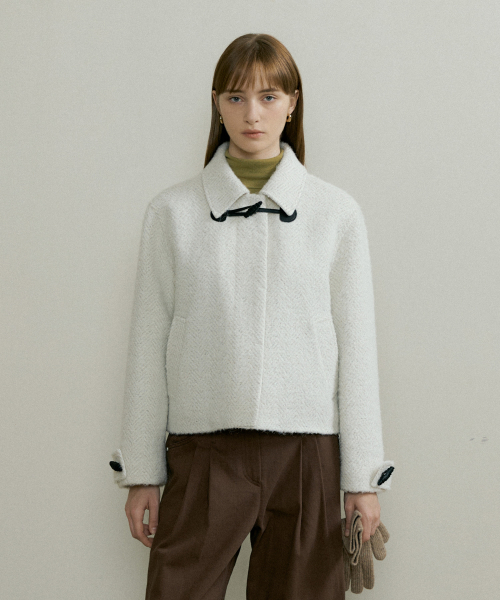 WOOL DUFFLE SHORT COAT - Ivory