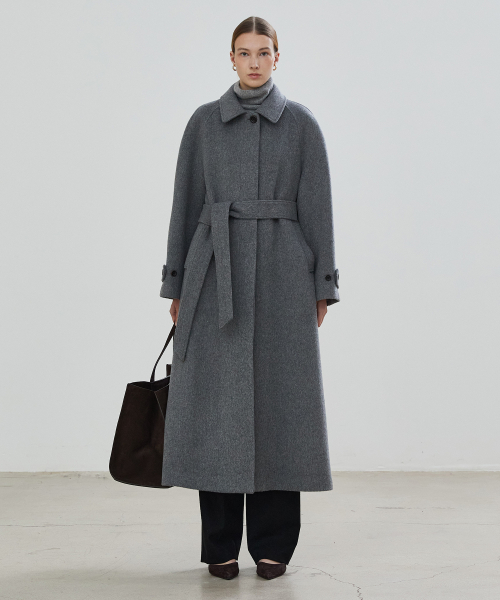 WOOL SINGLE BALMACAAN COAT - GRAY