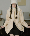 EOT FLUFFY SINGLE WOOL HALF COAT CREAM BUTTER