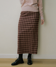 EOT SOFT CHECK MAXI SKIRT BUTTER WINE