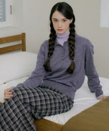 EOT SOFT BUTTON COLLAR KNIT PURPLE BERRY