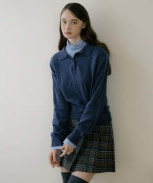 EOT SOFT BUTTON COLLAR KNIT BLUE INDIGO