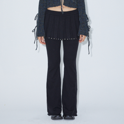 KNIT BOOTCUT SKIRT PANTS BLACK BQ4KP002