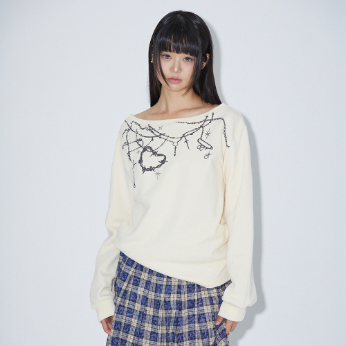 BOAT NECK PRINTING SWEAT SHIRT CREAM BQ4CL021