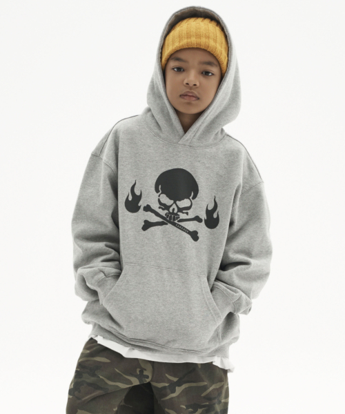 테이크이지 키즈() 자이언트핏 스컬버닝 후드티 (8%멜란지그레이) 상품 이미지