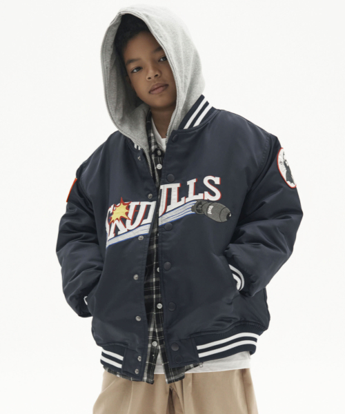 테이크이지 키즈() 스컬스 베이스볼 오버자켓 (네이비) 상품 이미지