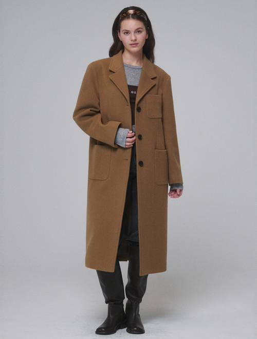 Однобортное шерстяное пальто Brown