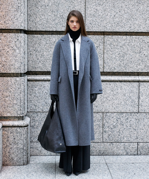 Wool Double Belted Long Coat